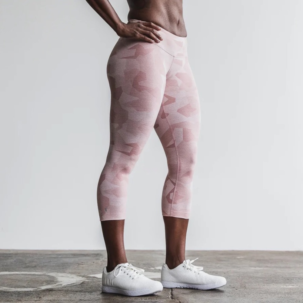NoBull Crop (Melange) XS Leggings - Dusty Rose Camo Melange